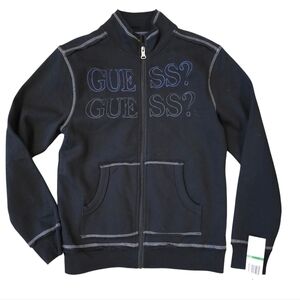 NWT Guess Black Boys Zip Up Hoodless Jacket